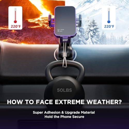 Car Phone Holder Wireless Charger,【7 Colored RGB Backlit】MOSURR 15W Auto Clamping Wireless Car Charger Mount for iPhone 16 15 14 Mini Pro Max, Samsung Galaxy S26 Ultra S25 S24+, etc - Purple — view 4
