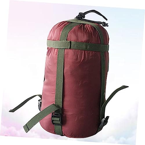 MUSISALY Sleeping Bag Compression Sack Outdoor Nylon Quilts Storage Bag Portable Camping Hiking for Adults Burgundy — view 3