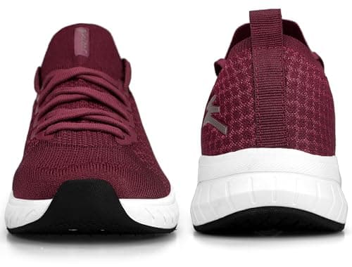 Puweco Womens Trainers Running Shoes Walking Sneaker Burgundy — view 6