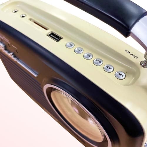 IONOS Retro Portable FM Radio, 10m Wireless, SD USB, 3W, Cream and Black — view 4