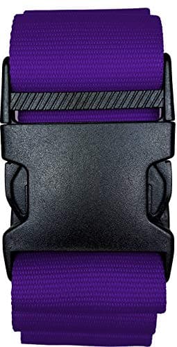 Personalised Luggage Strap with Name – Custom Embroidered Suitcase Belt 180cm x 5cm – Adjustable Travel Baggage Strap for Easy Identification – 100% Polypropylene Material (Purple)