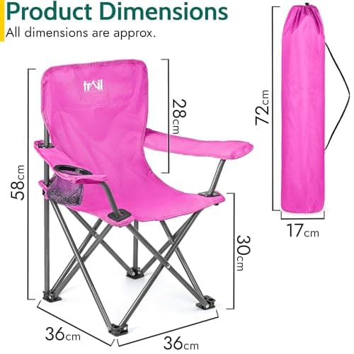 Trail Eagle Kids Camping Chair, Bright Pink — view 2