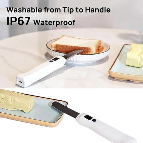 Cordless Heated Butter Knife, Rechargeable USB Warming Knife, Smart LED Display Electric Butter Spreader, Softens Hard & Frozen ButterCoconut Oil Cream Cheese Jam, for Kitchen Party Camping Picnic — view 3