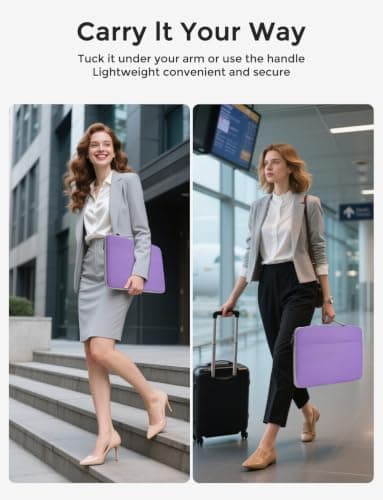 DOMISO 15.6 inch Laptop Case Sleeve Protective Cover Compatible with 16 inch MacBook Pro M4 M3 M2/Pro Max,15.6-16 inch HP Dell ASUS Lenovo Chromebook,Waterproof Computer Cases Bag with Handle,Purple — view 2