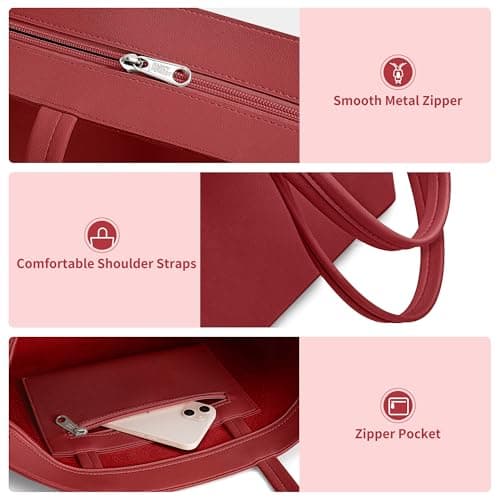 KALIDI Tote Bag Handbags for Women Large with Zip PU Leather School,Work — view 4