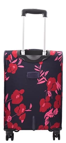 House Of Leather Flower Print 20" Cabin Size Soft 4 Wheel Suitcase Lightweight Expandable Carry on-Board Luggage Navy — view 3