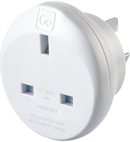 Go Travel UK to Australia and China Plug Adapter, earthed & compact
