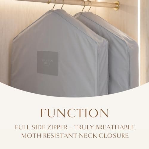 Hayden Hill Luxury Organic Cotton Garment Bag for Hanging Clothes Short 40" — view 3
