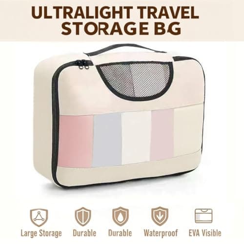 6PC Travel Packing Cubes for Suitcase,Clear Luggage Organiser Set-Off White — view 2