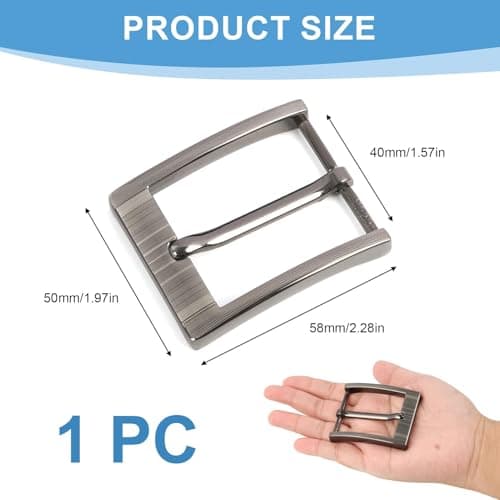 Trpoey Metal Zinc Alloy Belt Buckle 40mm Pin Buckle Head, 1.57 Inches Single Prong Square Replacement Buckle for Men Women Belt, Classic Style DIY Replacing Old Belts (Laser Black) — view 2