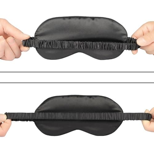 Sleep Mask Double-Sided Silk Eye Mask for Sleeping, Soft Light Blocking Sleep Shade Cover,Washable Blindfold Sleeping Eye Blinder for Men Women (Black) — view 4