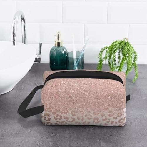 JaoXer Large Travel Cosmetic Bag â€“ Reusable rose gold glitter Print Dopp Kit for Toiletries, Portable Organizer for Men and Women, White, One Size — view 6