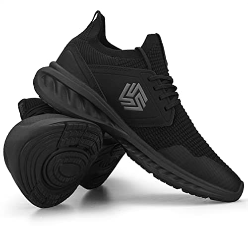 Giniros Mens Trainers Mesh Lightweight Sport Casual Gym All Black 9 — view 6