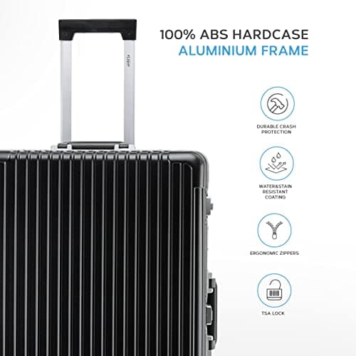 Flight Knight Premium Travel Suitcase - 8 Spinner Wheels - Built-in TSA Lock Lightweight Aluminium Frame, ABS Hard Shell Carry on Check in Luggage Highly Durable - Approved for Over 100 Airlines — view 2