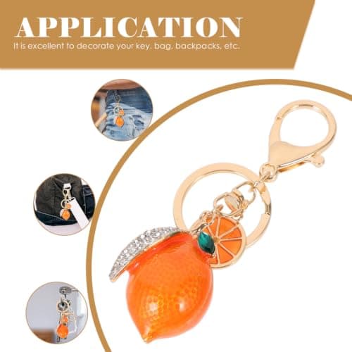 CALLARON Rhinestone Lemon Keychain Lightweight Alloy Fruit Pendant Keyring for Women Decorative Bag Charm Travel Accessory — view 3