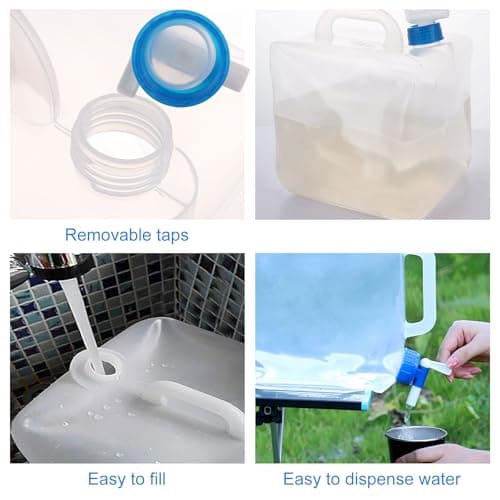 ASelected 2 Pcs Collapsible Water Container 10L Water Container with Faucet Portable Camping Water Containers for Sport, Hiking, Camping, Picnic White — view 3