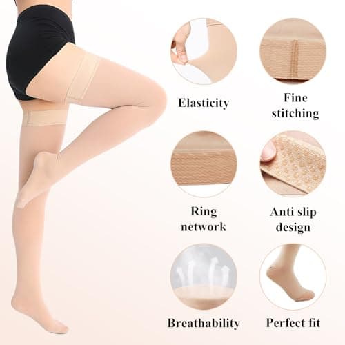 20-30 mmHg Medical Closed Toe Thigh High Compression Socks for Women Men,Graduated Compression Support Stockings with Anti-Slip Silicone Band for Varicose Veins Edema Flight Running Pregnancy Travel — view 3