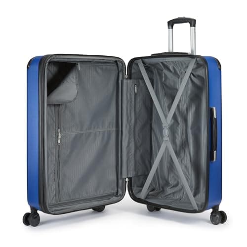 Amazon Basics Hardside Spinner Luggage Set, 4-Piece, Large Suitcase, Carry-On Suitcase, Tote Bag, Compact Travel Bag, Expandable, 4 Spinner Wheels, Navy Blue — view 6