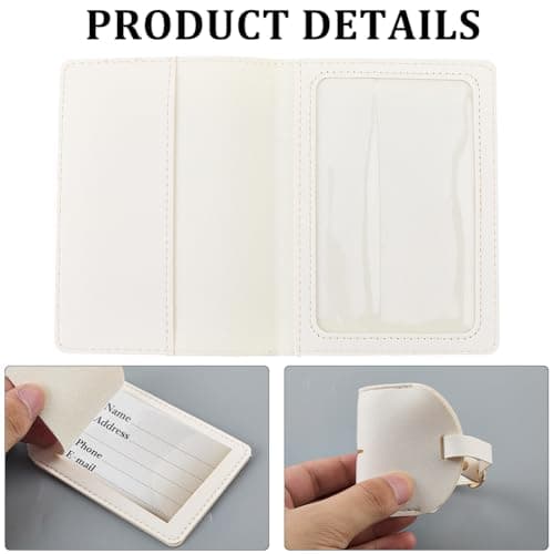 CALFOVERA 4PCS Mr and Mrs PU Leather Passport Covers Luggage Tags Honeymoon Plane Travel Holder Set Card Holder Books Case Protector Sleeve with Suitcase Travel ID Labels Black White for Couples Gift — view 5
