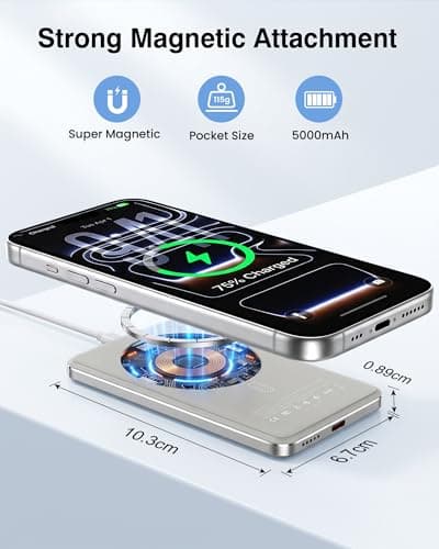 Nepagz Magnetic 5000mAh Wireless Power Bank, Ultra Slim & Lightweight — view 2