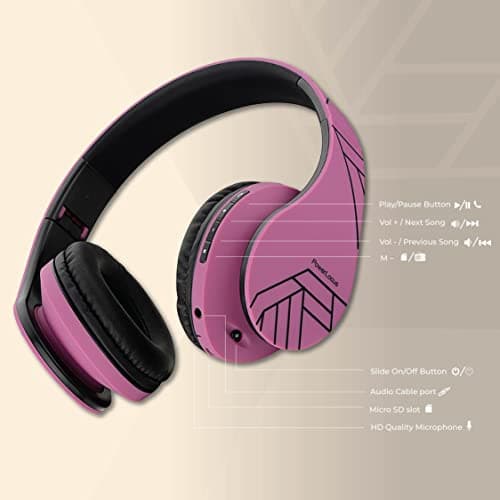 PowerLocus Bluetooth Over-Ear Headphones, Wireless Stereo Foldable Headphones Wireless and Wired Headsets with Built-in Mic, Micro SD/TF, FM for iPhone/Samsung/iPad/PC (Black/Purple) — view 5