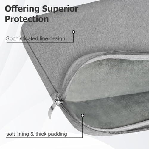 Flintronic 14 Inch Laptop Sleeve - Water Resistant, Portable Mens Laptop Bag With Pockets, Compatible With MacBook, Asus, Dell, HUAWEI (Light Gray) — view 5