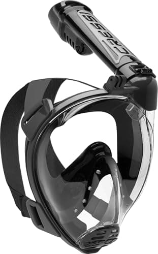 Cressi Full Face Snorkel Mask with Air Tank - S/M, Black, with Action Cam Holder - Fog-Resistant Snorkel with Camera Mount - Wide Field Of View Dive Goggles Adult with Action Mount — view 3