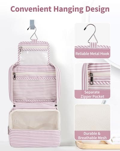 Narwey Hanging Toiletry Bags for Women, Travel Wash Bag for Toiletries — view 4