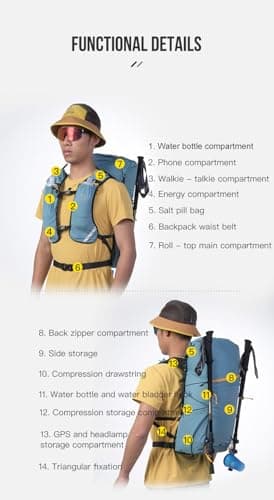 AONIJIE 30L Large Capacity Climbing Backpack Outdoor Camping Daypack Travel Bag for Hiking Trekking Mountaineering, Black, XL — view 5
