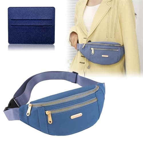 BAIYSFFG Fanny Pack Fashionable Waist Bag Unisex Fashion Waist Bag Casual Travel Bum Bag with 3 Zipper Pockets for Women Men Sports Running Hiking Jogging (Blue) — view 4