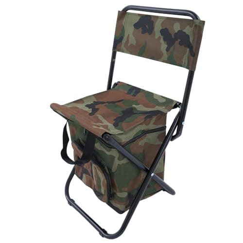 whsiodj Fishing Chair with Insulated Bag | Folding Chair Foldable Camping Chairs 220.46 lbs Capacity Portable for Outdoor Use Camping Hiking Hunting Climbing (Camouflage)