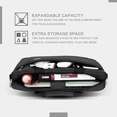 Voova Laptop Bag Case 17 17.3 Inch Computer Sleeve Messenger Bag, Black — view 3