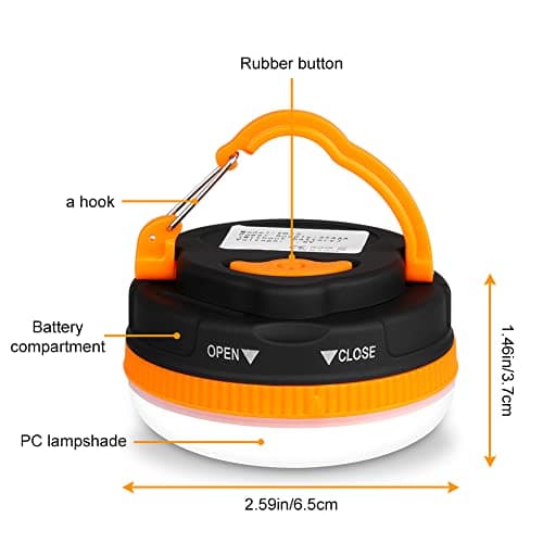 flintronic Camping Lights, Camping Light LED Tent Light Portable Outdoor Tent SOS Light 5 Modes with Hook, IP43 Waterproof for Hiking Fishing Emergency Home Power (Not Include Batteries) — view 5