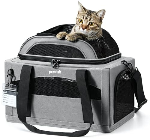 pecute Cat Carrier Top Expandable, Airline Approved Cat Carrier, Grey