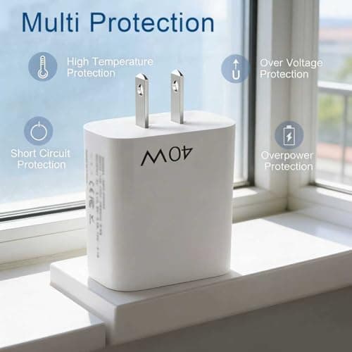 US travel adapter charger, US and Canada charger plug, 40W fast charger plug, with 2 USB-A and 2 USB-C fast charging ports, suitable for US/Canada/China/Japan — view 5