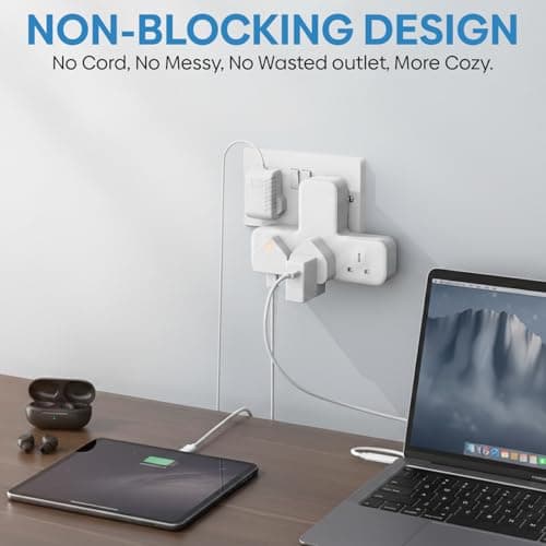 Plug Adapter, 3 Way Plug Adapter UK Wall Socket Plug Extension 13A Mains Adapter Plug UK Multi-Socket Power Extender Adaptor for Home, Office, Kitchen Compact & Lightweight — view 4