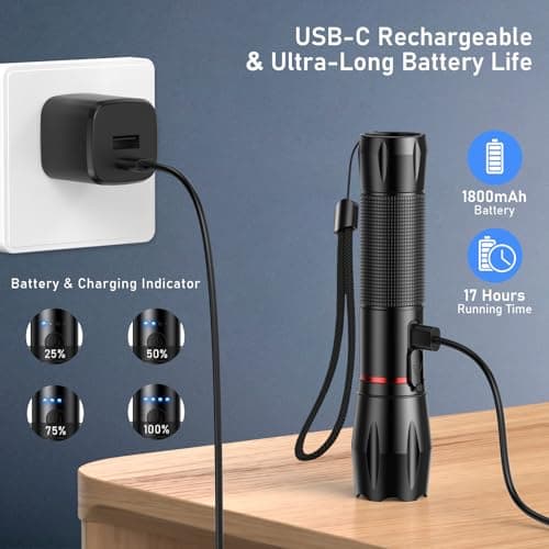 Blukar LED Torch Rechargeable,[2 Pack] Super Bright Flashlight with 5 Modes — view 5
