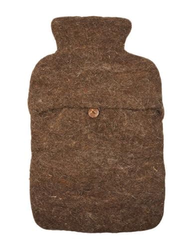 Pachamama Handfelted 100% Wool Hot Water Bottle Cover and 2 Litre Hot Water Bottle - Hairy Highland Cow Pattern Handmade Fair Trade Multicoloured Thermal — view 3