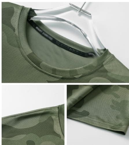 Men's Quick Dry Camo Sports T-Shirt, Moisture Wicking, Cooling T-Shirt for Running Training Outdoor Workout (E,S) — view 6