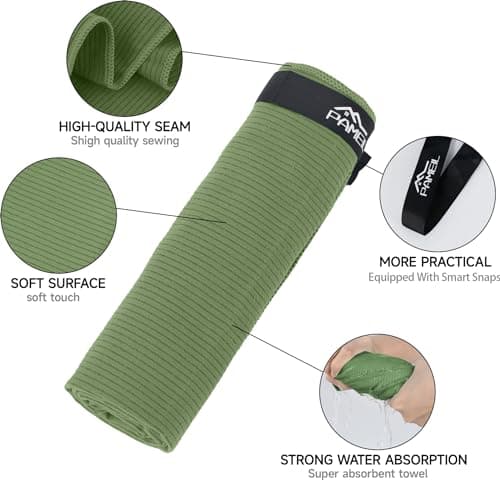 Pameil Microfibre Towel Set of 2, 160 x 80 cm Bath Towel + 80 x 40 cm Fitness Towel, Green, Microfibre — view 3