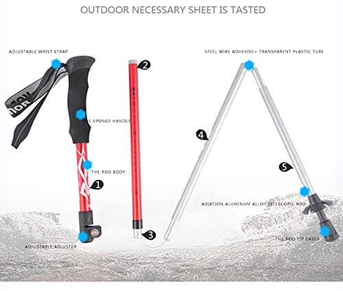 Nordic Walking Trekking Poles, Lightweight Adjustable Unisex, for Hiking, Trekking, Camping, Traveling, Climbing, 1 Pair, Gold — view 4