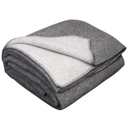 Merino Wool Outdoor Blanket, Camping & Travel Reversible Throw, 51 x 67 in