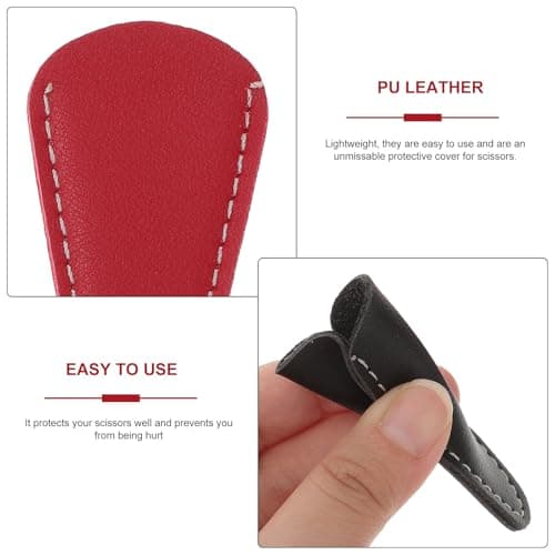 FUOYLOO Leather Scissor Cover Protector Set 3Pcs in Black, Khaki and Burgundy – Lightweight Safety Shears Case for Travel and Salon Use — view 3