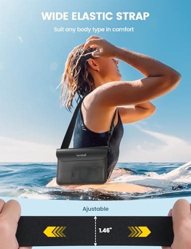 Lamicall IPX8 Waterproof Pouch Bag - [2 Pack] Waterproof Waist Dry Bag with Adjustable Strap, [Quick Opening] for Beach, Swimming, Boating, Fishing, Camping, Kayaking, Hiking - Transluscent Black — view 3