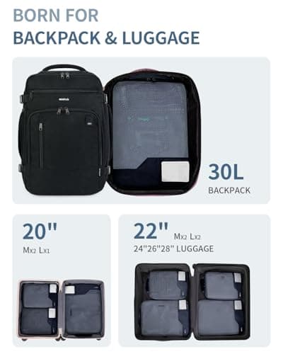 ECOHUB 4pcs Compression Packing Cubes, Suitcases Organiser Bag with Tag, Recycled Travel Bags Organiser for Backpack, Tear-resistant Packing Organiser for Carry On Luggage, Dark Blue (Patent Pending) — view 6