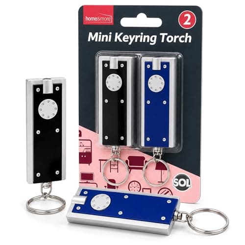 SOL 2pk Mini Keyring Torch - Small Bright Torch Keyring LED Keychain Light