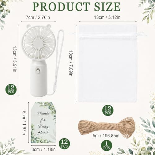 Aruatu 12 Pack Wedding Mini Portable Fan for Guests (No battery included) — view 2