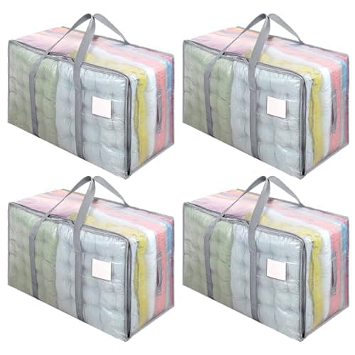 Dntorx 4 Pack 105L Moving Bags Clothes Storage Bags Drom Packing Box, Grey