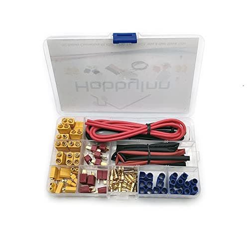 HobbyInn RC Lipo Battery Connectors Kit Deans T XT30 XT60 EC3 Male & Female Plug Adapter Connectors with Silicone Wire & Heat shrink Tube for DIY Accessories