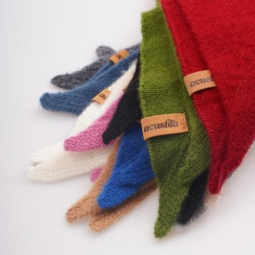 ACUSHLA 100% Merino Wool Triangle Scarf Women Neckerchie, Dark Grey — view 5